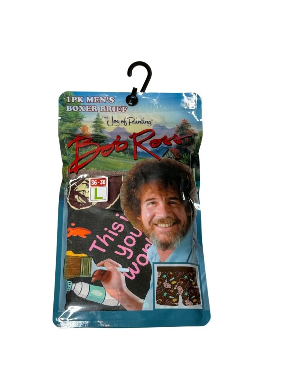 Bob Ross Men's Large Painting Graphic Novelty Boxer Briefs NWT